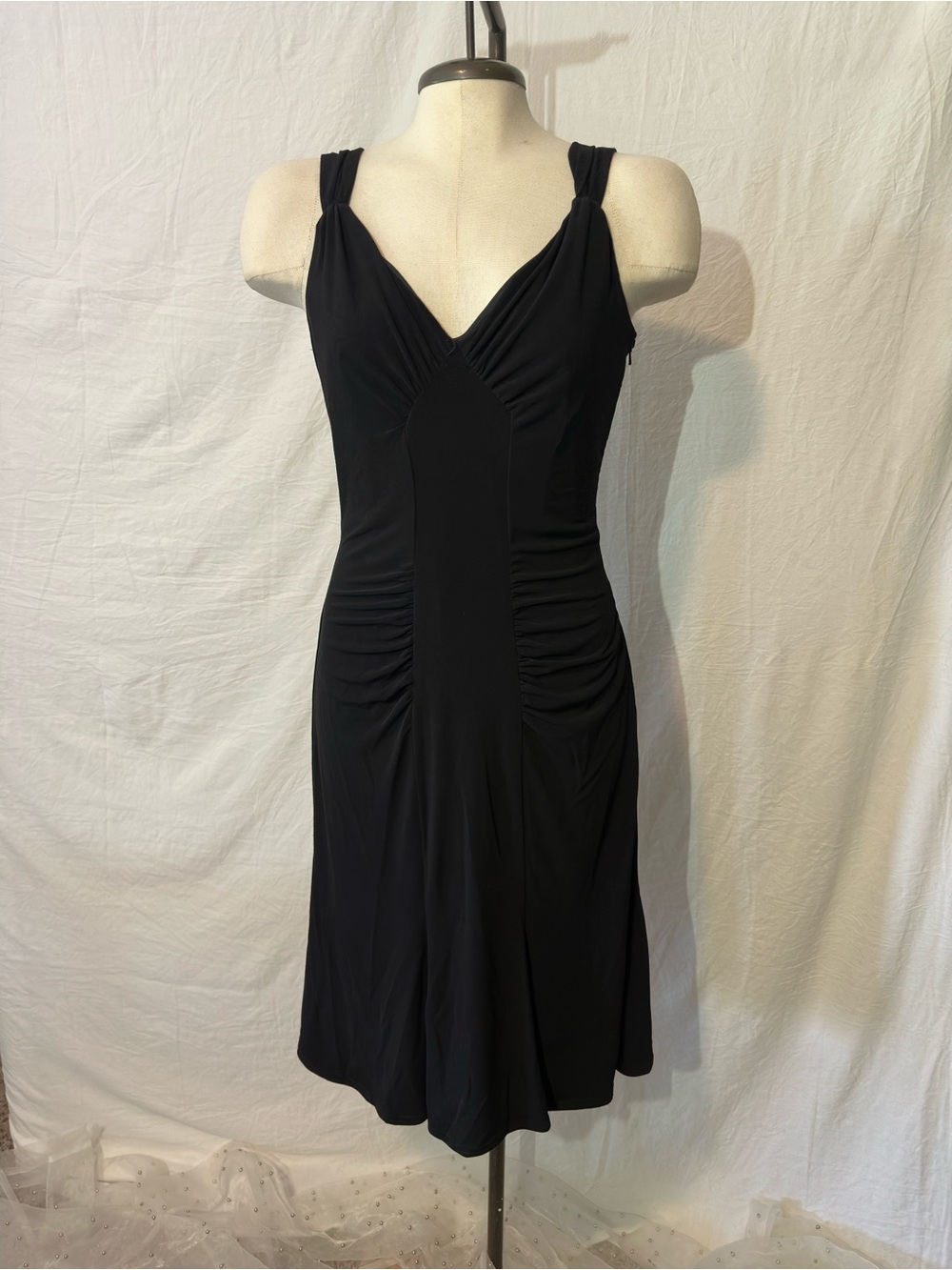 Scott McClintock Black Ruched Mini Dress Made in USA Elegant Cocktail Party 4